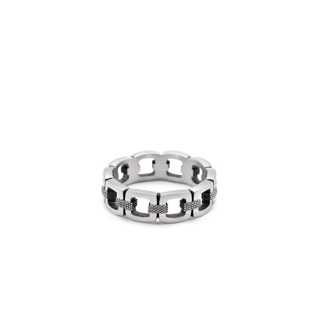 Averden™ Link Ring silver men jewelry on white background