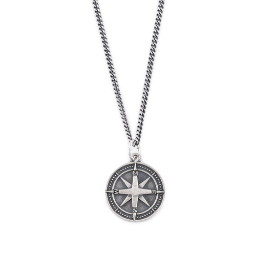 Averden™ Compass Necklace silver men jewelry on white background